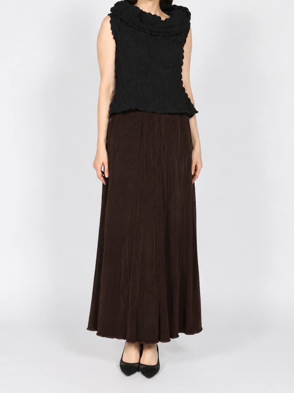 Heydari Lagenlook Jersey Seam Detail Long Skirt